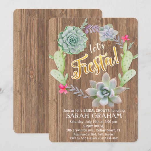 Invitation de Baby Shower Couronne de Plantes Succ (Devant / Derrière)