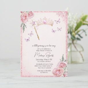Invitation de Baby Shower Couronne de Princesse et