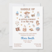 Invitation de Baby Shower Cowboy Bébé QR Code Tout (Devant)