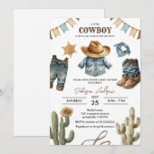 Invitation de Baby shower Cowboy personnalisée (Devant / Derrière)