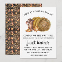 Invitation de Baby Shower Cowboy Rodéo Western Rus