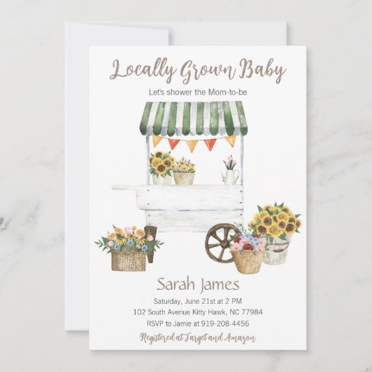 Invitation de Baby shower cultivée localement (Devant)
