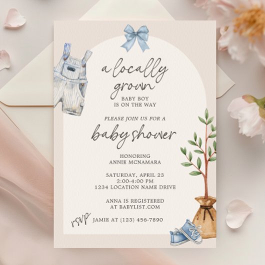 Invitation de Baby shower cultivée localement