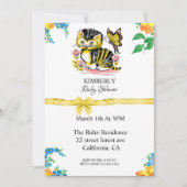 Invitation De Baby shower Cute Cat Et Papillon (Devant)