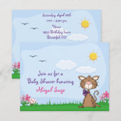 Invitation de Baby shower Cute Kitty Cat personnal (Devant / Derrière)