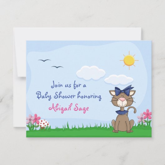 Invitation de Baby shower Cute Kitty Cat personnal (Devant)