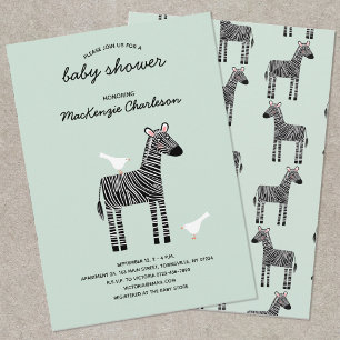 Invitation de Baby shower Cute Zebra