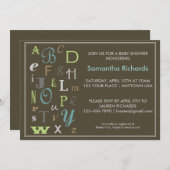 Invitation de baby shower d'ABC (Devant / Derrière)
