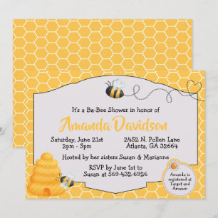 Invitation de baby shower d'abeille