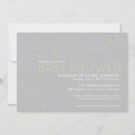 Invitation de baby shower d'abeille de miel (Devant)