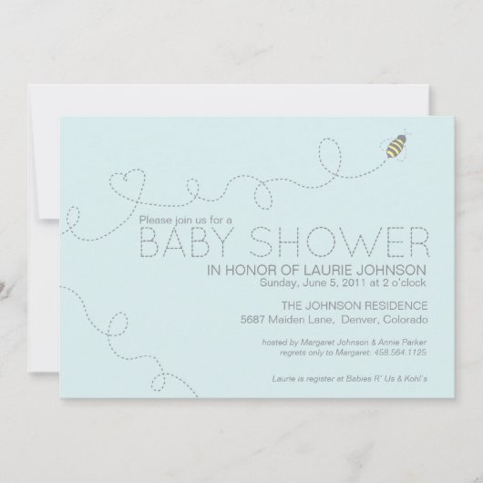 Invitation de baby shower d'abeille de miel (Devant)