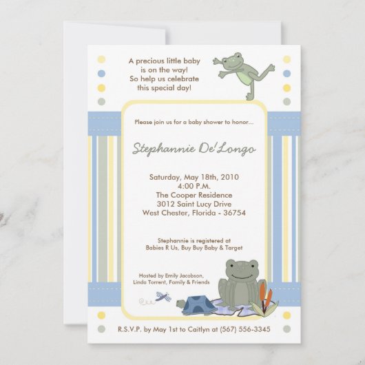 invitation de baby shower d'abeille de tortue de (Devant)