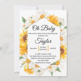 Invitation de Baby shower Daisy et Sunflower