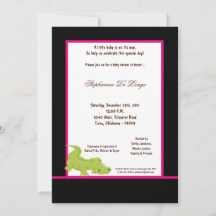 Invitation de Baby shower d'Aligator noir 5x7