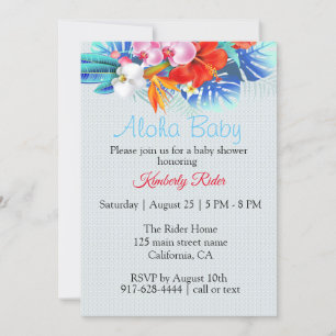 Invitation de Baby shower d'Aloha floral tropical