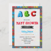 Invitation de baby shower d'alphabets (Devant)