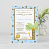 invitation de baby shower d'Anima de zoo de safari (Debout devant)