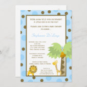 invitation de baby shower d'Anima de zoo de safari (Devant / Derrière)