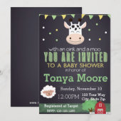 Invitation de baby shower d'animal de ferme (Devant / Derrière)