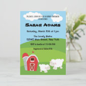 Invitation de baby shower d'animal de ferme (Debout devant)