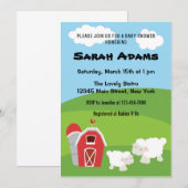 Invitation de baby shower d'animal de ferme (Devant / Derrière)