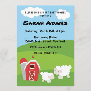 Invitation de baby shower d'animal de ferme