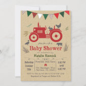 Invitation de Baby shower d'animal de ferme tracte (Devant)