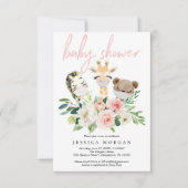 Invitation de Baby shower d'animaux bleus (Devant)