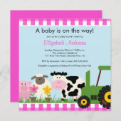 Invitation de baby shower d'animaux de basse-cour (Devant / Derrière)