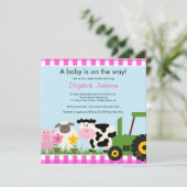 Invitation de baby shower d'animaux de basse-cour (Debout devant)