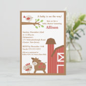 Invitation de baby shower d'animaux de basse-cour (Debout devant)