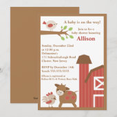 Invitation de baby shower d'animaux de basse-cour (Devant / Derrière)