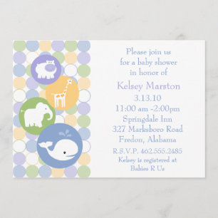 Invitation de baby shower d'animaux de bébé