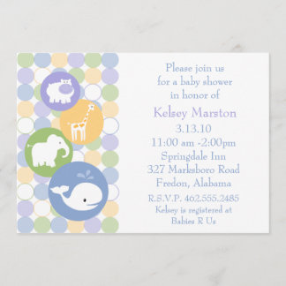 Invitation de baby shower d'animaux de bébé