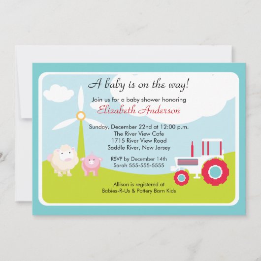 Invitation de baby shower d'animaux de bébé de (Devant)
