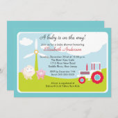 Invitation de baby shower d'animaux de bébé de (Devant / Derrière)