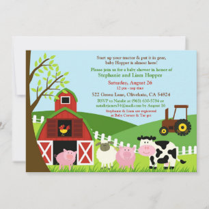 Invitation de baby shower d'animaux de ferme