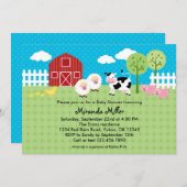 Invitation de baby shower d'animaux de grange (Devant / Derrière)