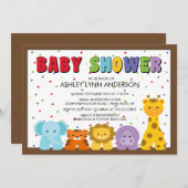 Invitation de baby shower d'animaux de jungle de (Devant / Derrière)