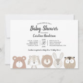 Invitation de baby shower d'animaux de région (Devant)
