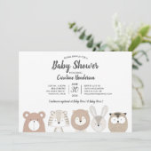 Invitation de baby shower d'animaux de région (Debout devant)