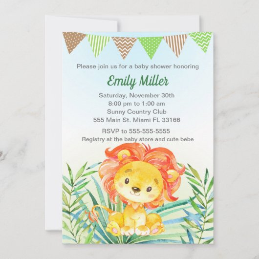 Invitation de baby shower d'aquarelle de CUB de (Devant)