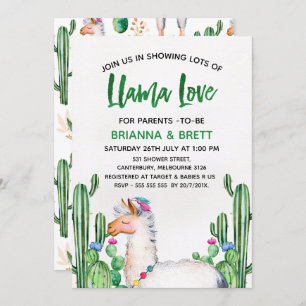 Invitation de baby shower d'aquarelle de lama