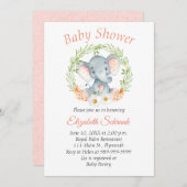 Invitation de baby shower d'aquarelle d'éléphant (Devant / Derrière)
