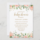 Invitation de Baby shower d'aquarelle Floral Peach (Devant)
