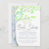 Invitation de Baby shower d'arbre de bouleau d'aqu (Devant)