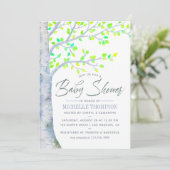 Invitation de Baby shower d'arbre de bouleau d'aqu (Debout devant)