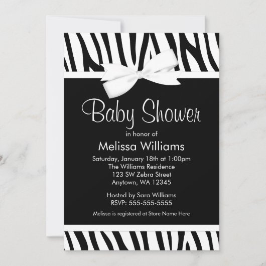 Invitation de baby shower d'arc imprimée par blanc (Devant)