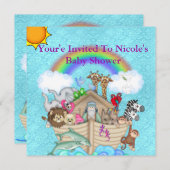 Invitation de baby shower d'arche de Noahs (Devant / Derrière)