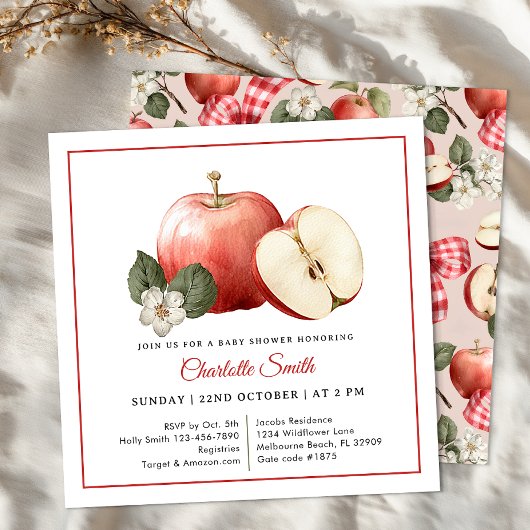 Invitation de Baby shower d'automne Apple En vichy